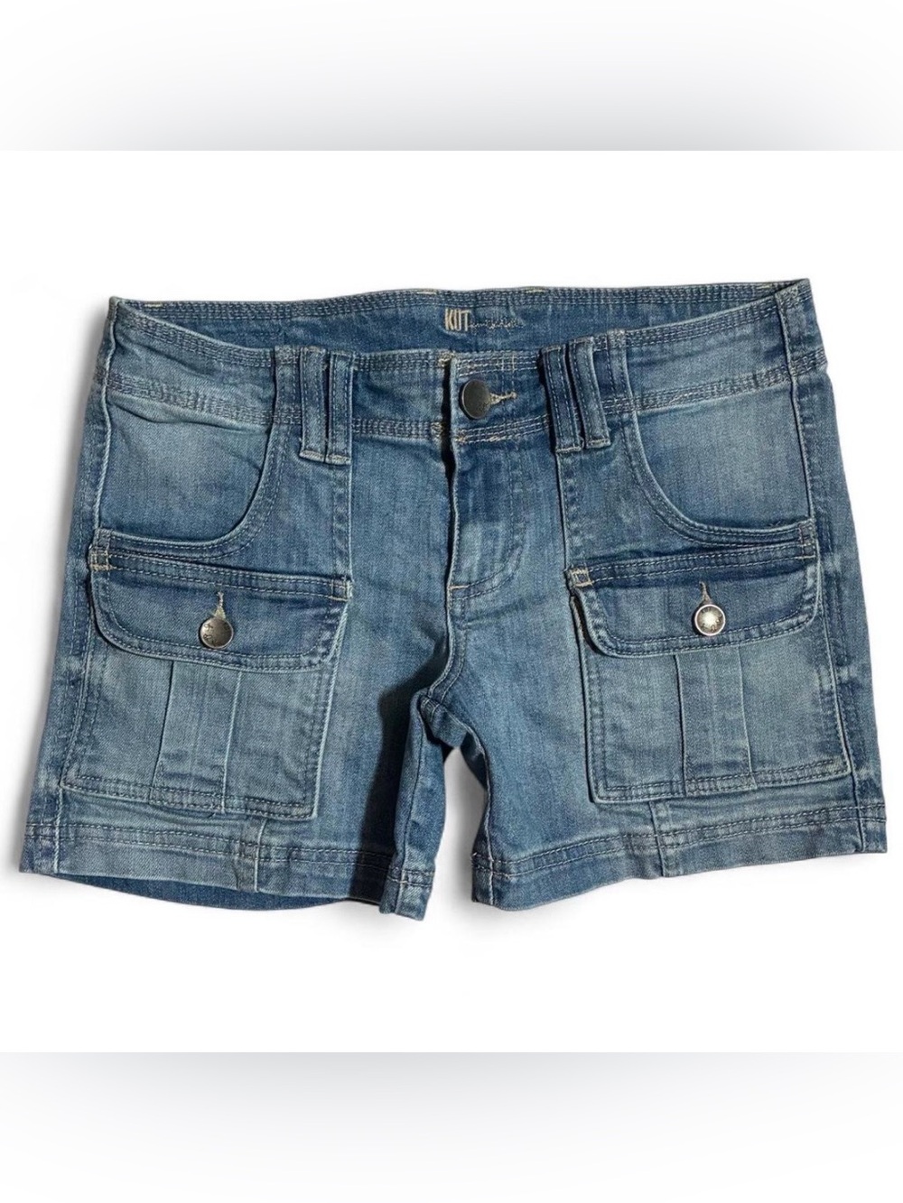Kut from the Kloth Washed Blue Denim Cargo Shorts